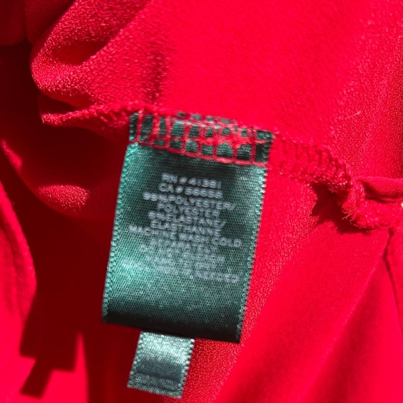 RALPH LAUREN Red Henley Blouse Womens MP Button Long Sleeve Stretch Shirt Tunic - Picture 4 of 5